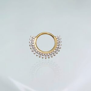 Segmento cravejado duplo titânio PVD gold