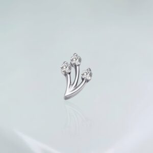 Piercing labret galhos 3 zirconias titânio ASTM-F136