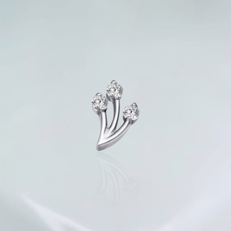 Piercing Titânio Labret Galhos 3 Zirconias