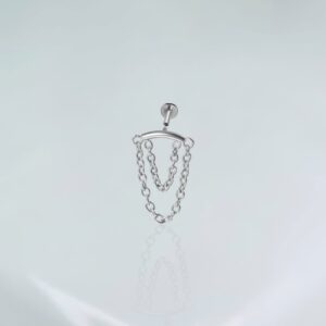 Piercing labret com corrente dupla