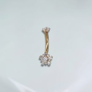 Piercing navel flor titânio PVD gold