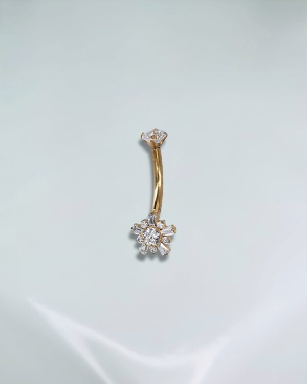 Piercing navel flor titânio PVD gold