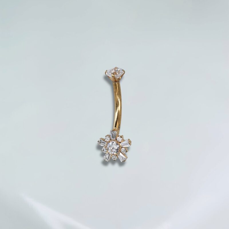 Piercing Titânio Navel Flor Pvd Gold