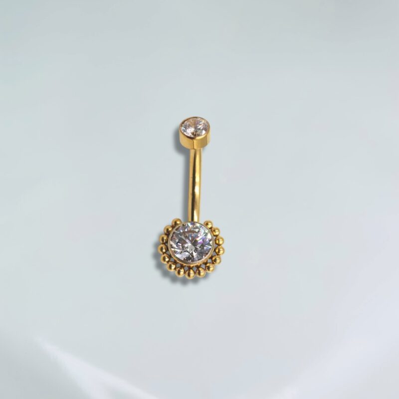 Piercing Titânio Navel Zirconia Com Esferas