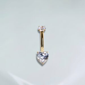 Piercing navel coração titânio PVD gold