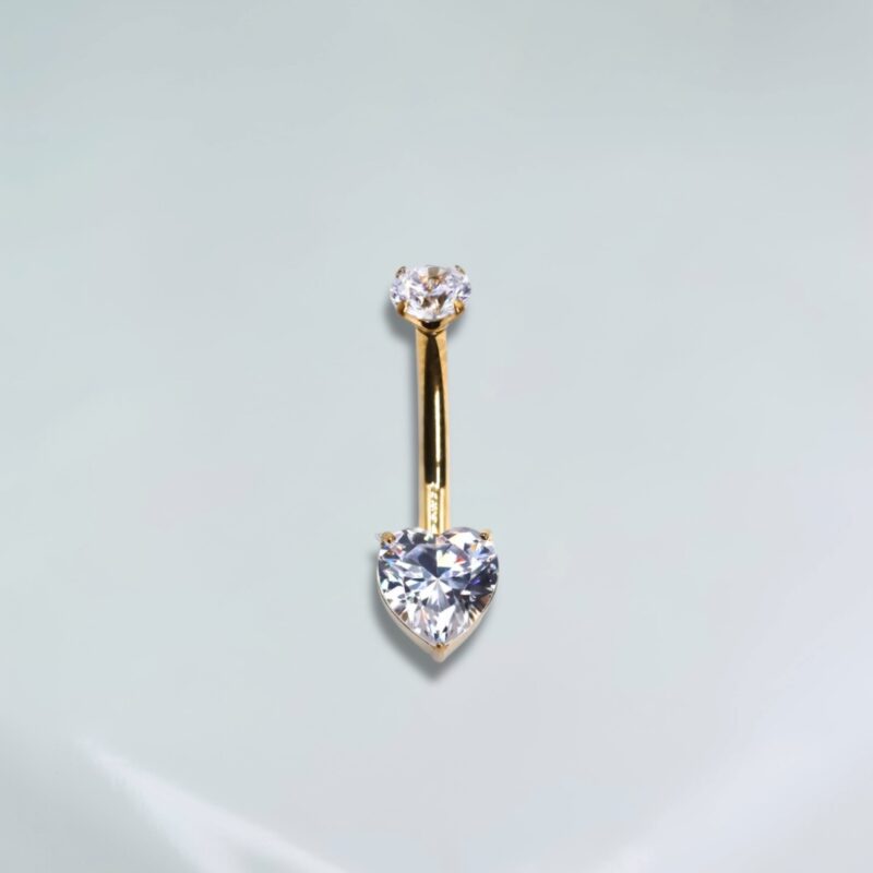 Piercing Titânio Navel Coração Pvd Gold