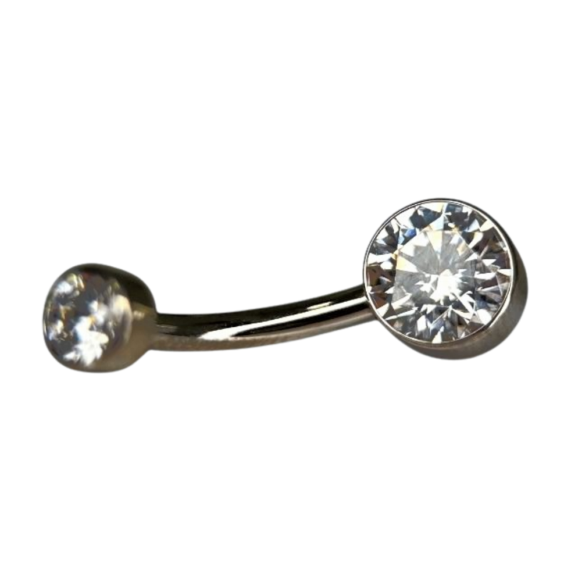 piercing titânio navel pedra flat zirconia