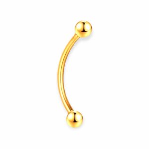 piercing titânio micro barbell curvo pvd gold