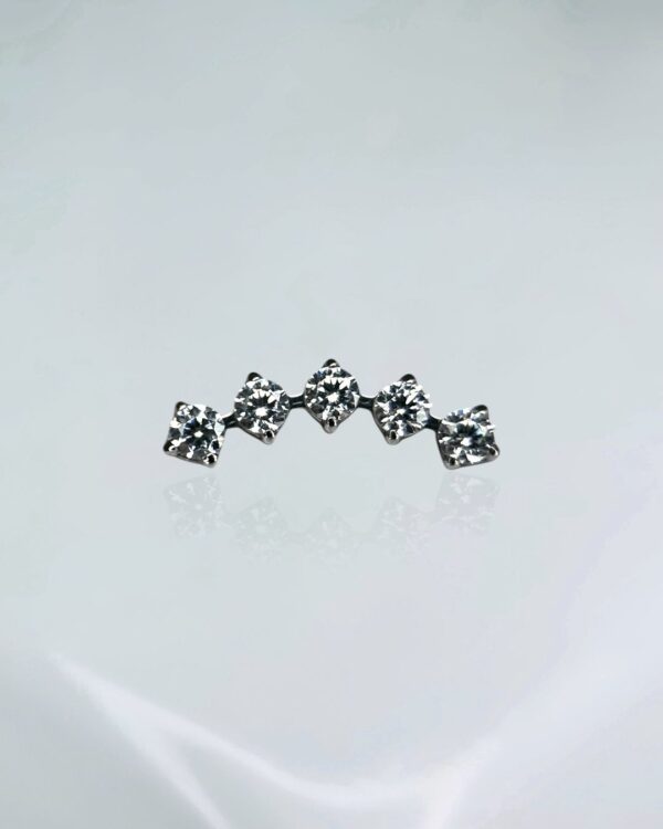 Piercing labret 5 zirconias titânio ASTM-F136