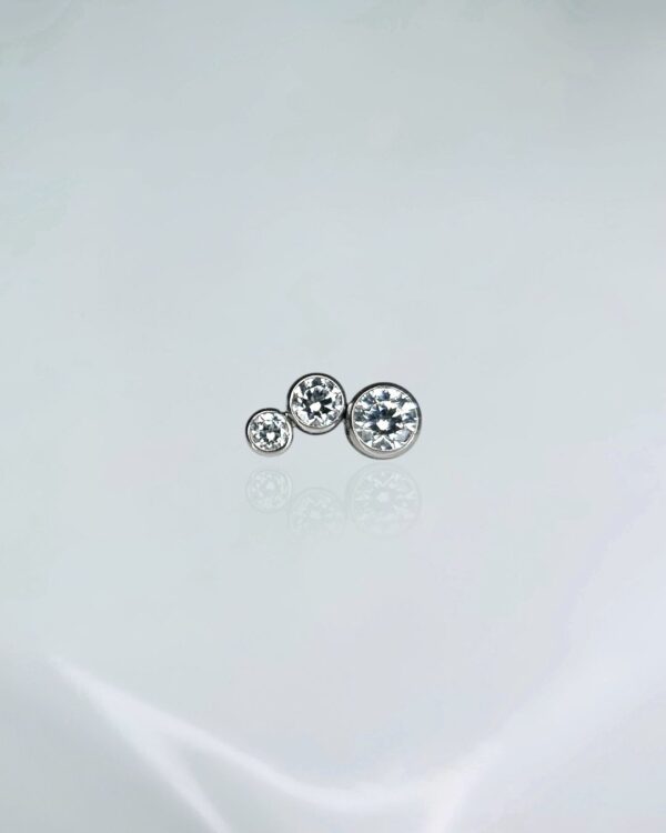 Piercing labret trio zirconias titânio ASTM F-136