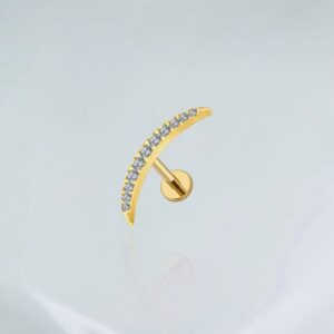 Piercing labret cluster 11 zirconias titânio PVD gold
