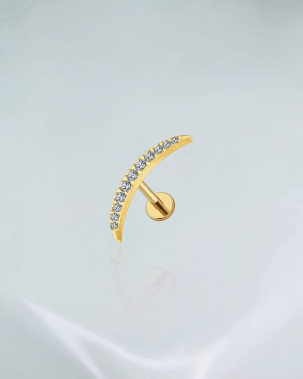 Piercing labret cluster 11 zirconias titânio PVD gold