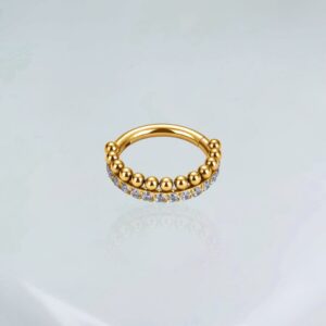 Segmento cravejado com esferas titânio PVD gold