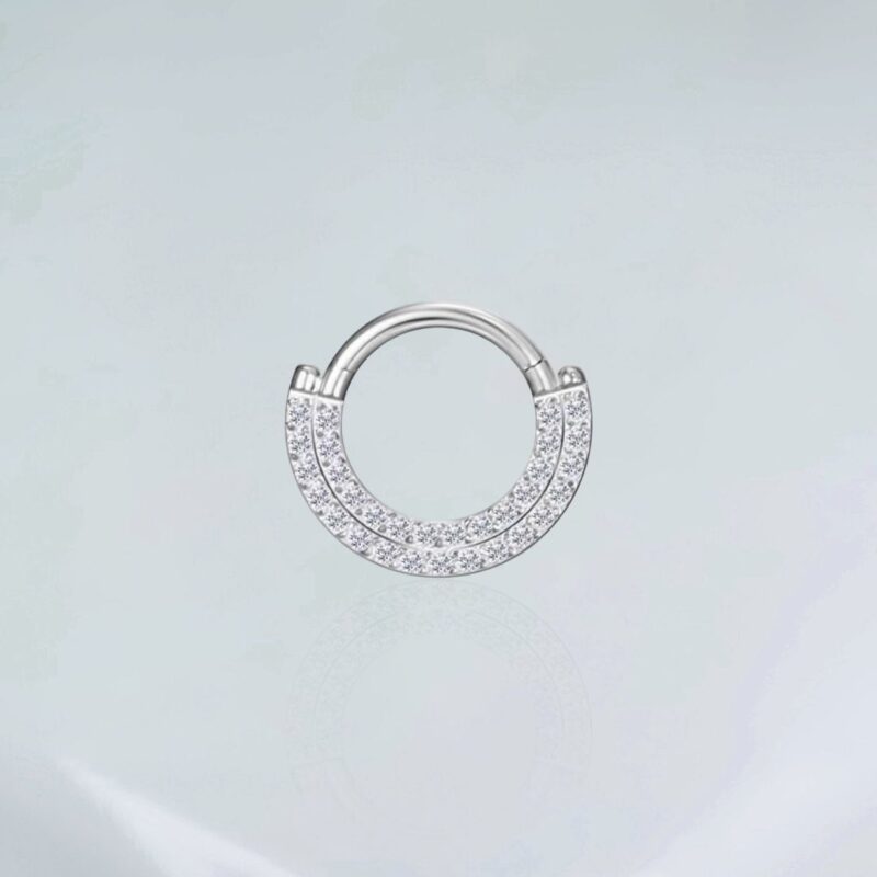 Piercing Titânio Segmento Cravejado Duplo