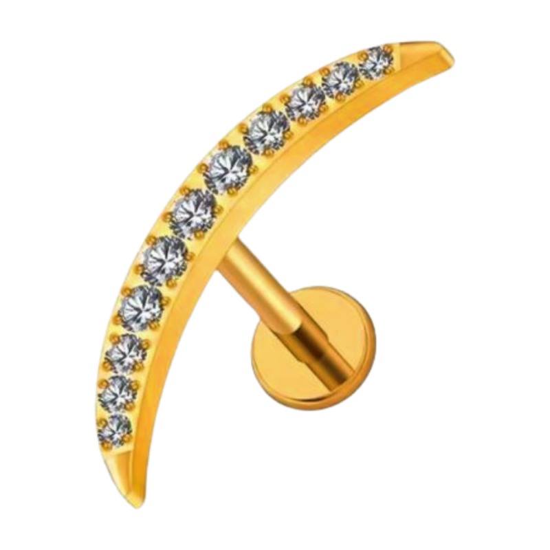 piercing titânio labret cluster 11 zirconias pvd gold