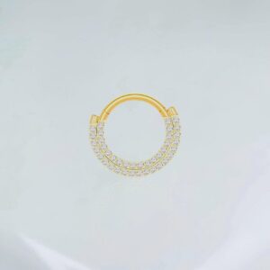 Segmento cravejado duplo titânio PVD gold