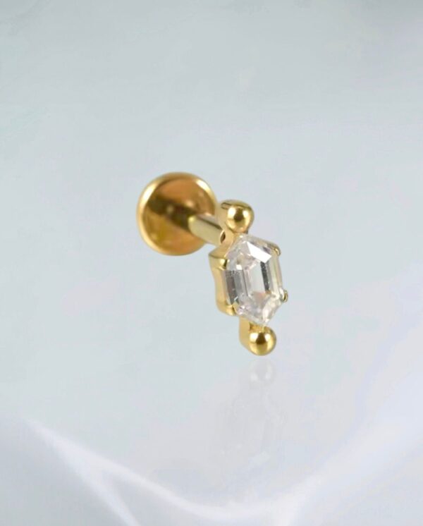 Piercing labret zirconia com esferas titânio PVD gold