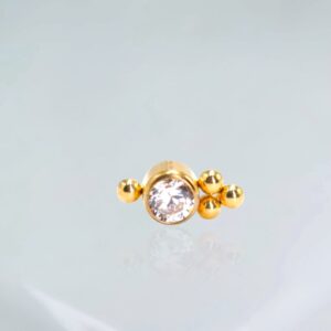 Labret trinity com zirconia titânio PVD gold