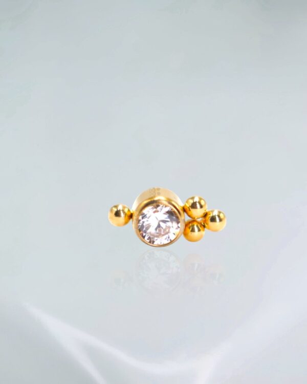 Labret trinity com zirconia titânio PVD gold