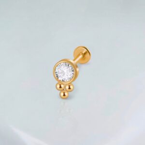 Piercing labret zirconias II titânio PVD gold