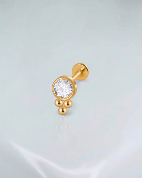 Piercing labret zirconias II titânio PVD gold