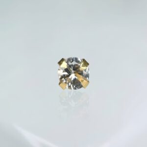 Piercing labret zirconia com garra titânio PVD gold