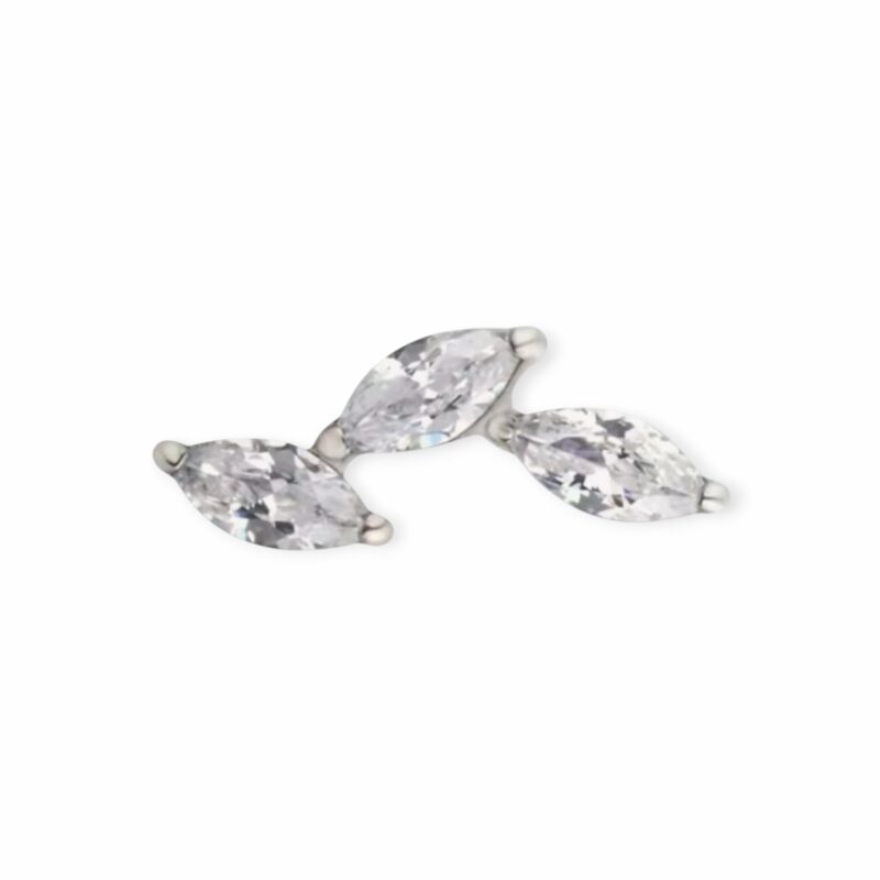 piercing titânio labret galho 3 folhas