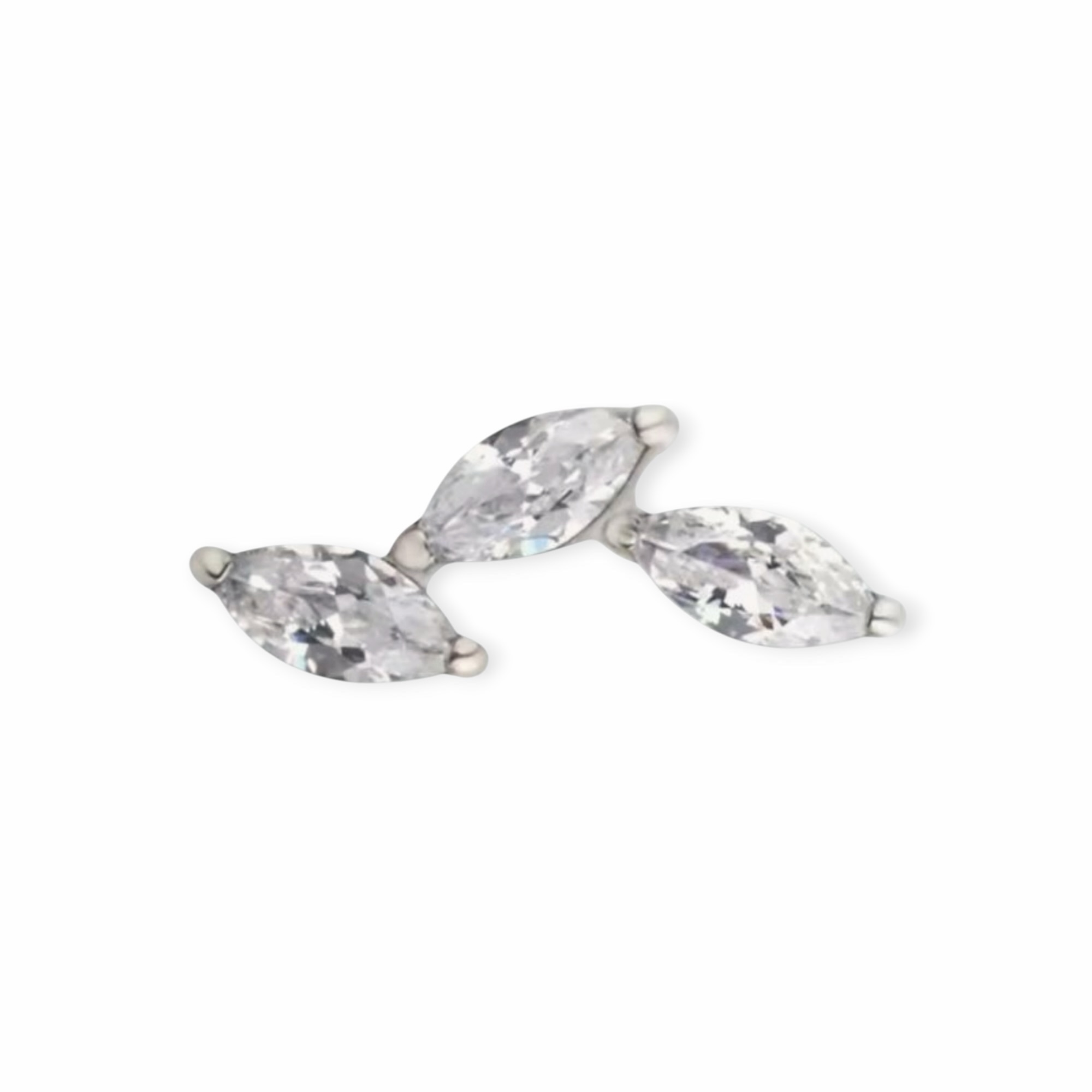 piercing titânio labret galho 3 folhas