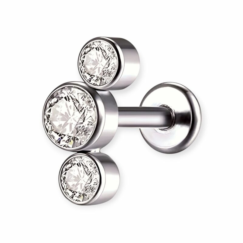 piercing titânio labret trio zirconias ll