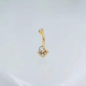 Piercing navel zirconias titânio PVD Gold