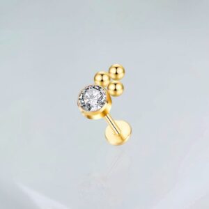 Piercing labret zirconias II titânio PVD gold
