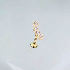 Piercing labret mini cluster 4 zirconias