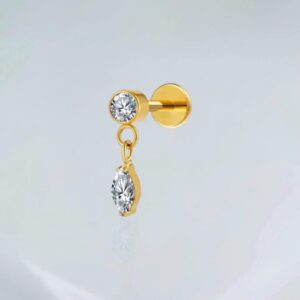 Piercing labret pingente titânio PVD gold
