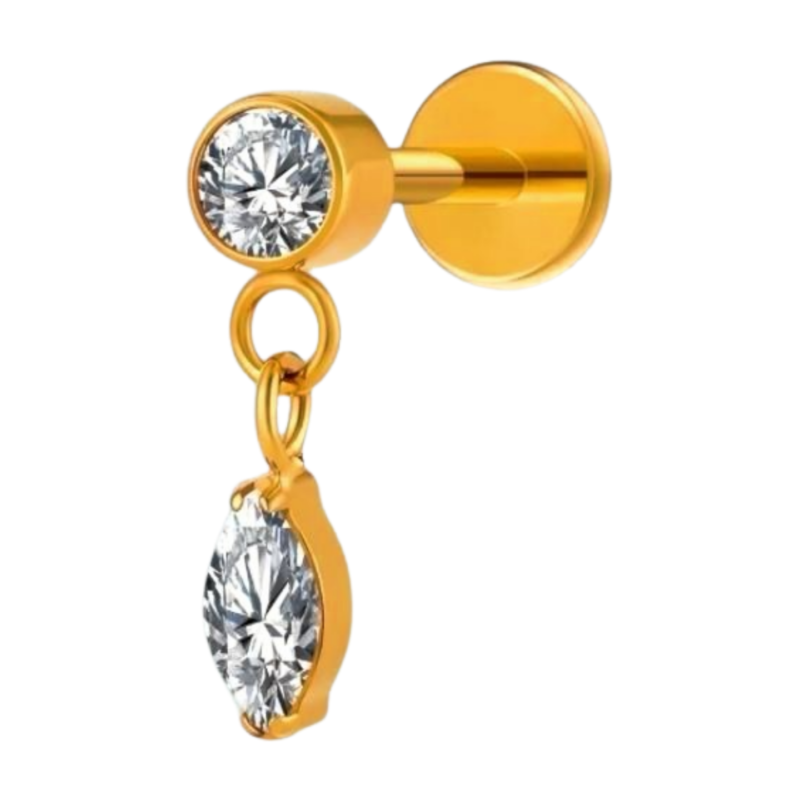 piercing titânio labret pingente pvd gold