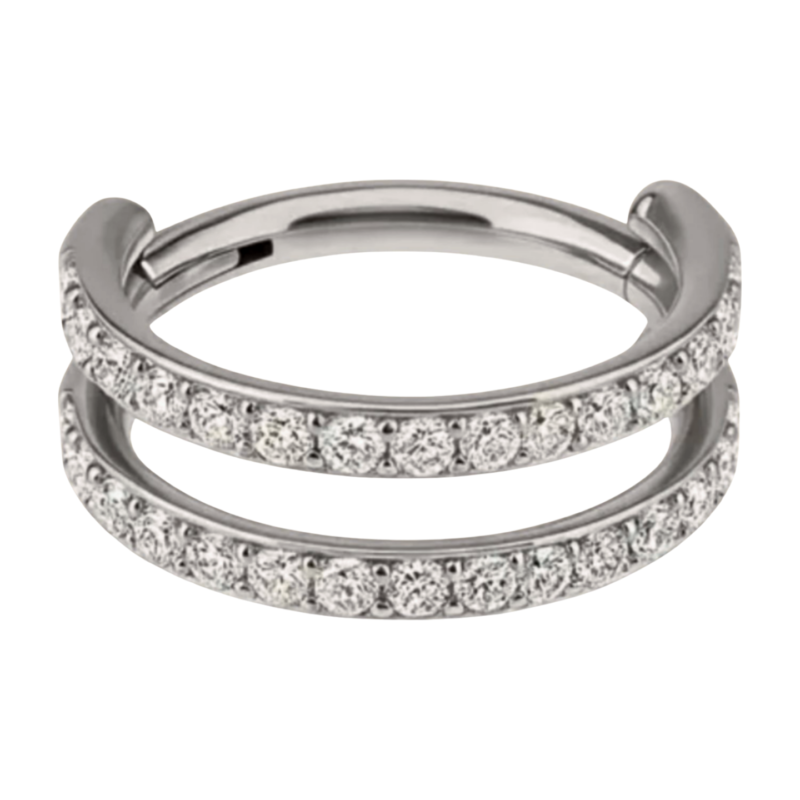 piercing titânio segmento clicker duplo zirconias
