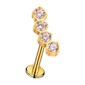 piercing titânio labret mini cluster 4 zirconias