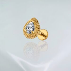 Piercing labret lux titânio PVD gold