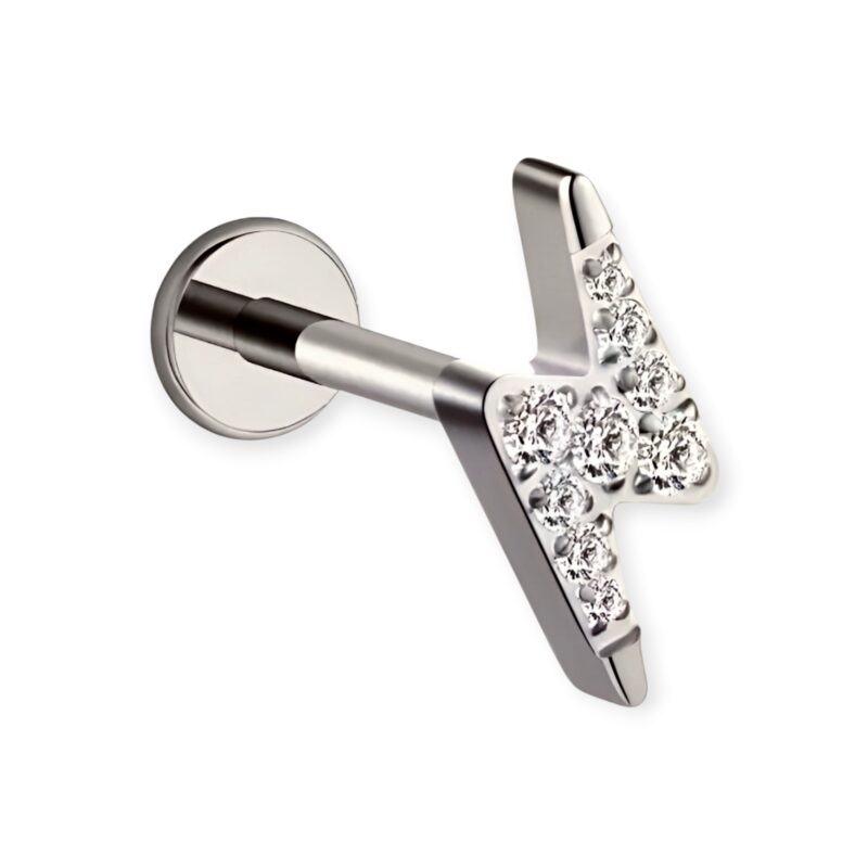 piercing de titânio labret 4 folhas zircônias