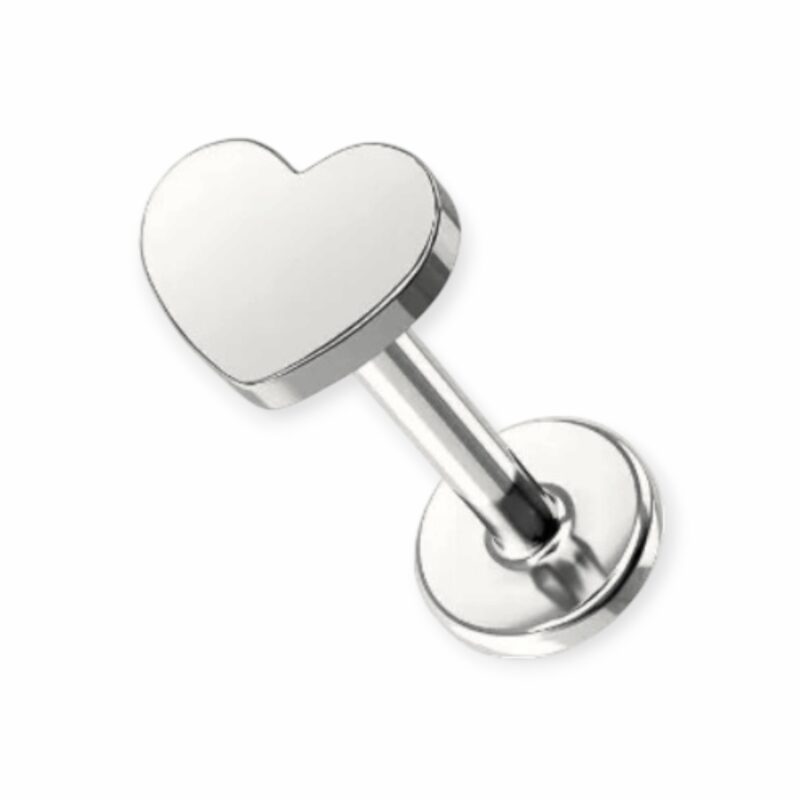 piercing de titânio labret coração liso