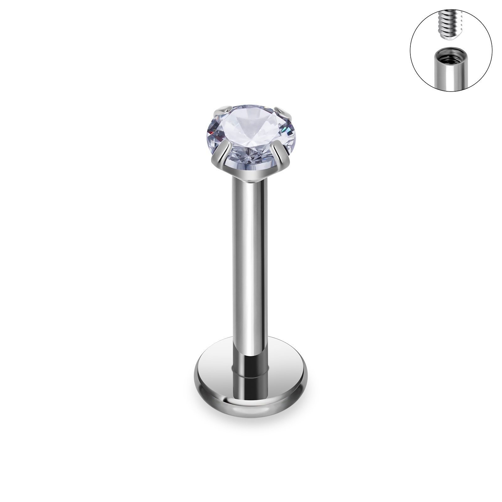 Piercing Titânio Labret Zirconia Com Garra Pvd Gold - Image 3