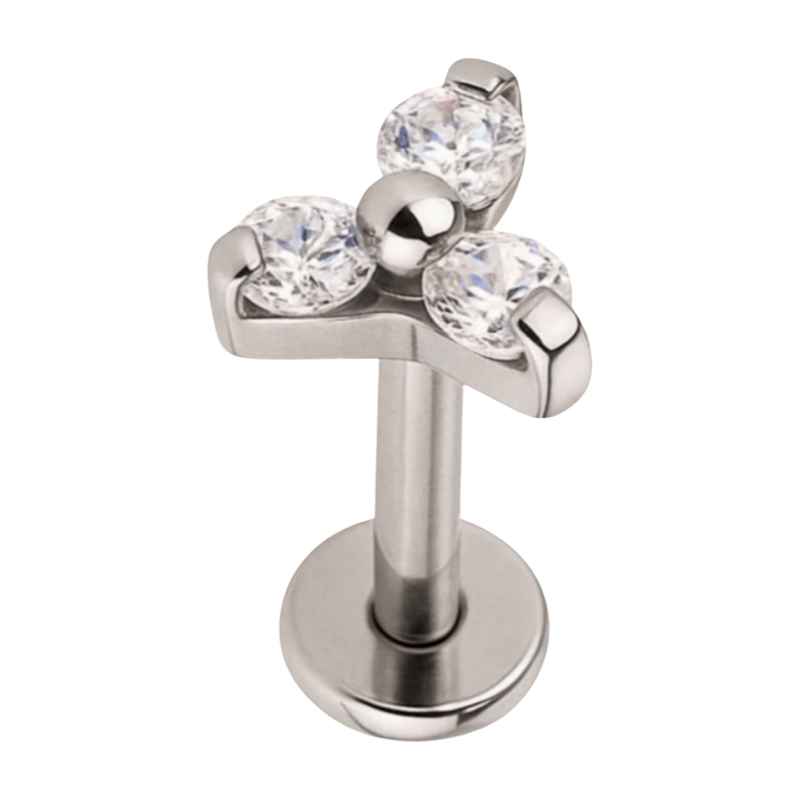 Piercing Labret Trinity zirconias - Titânio