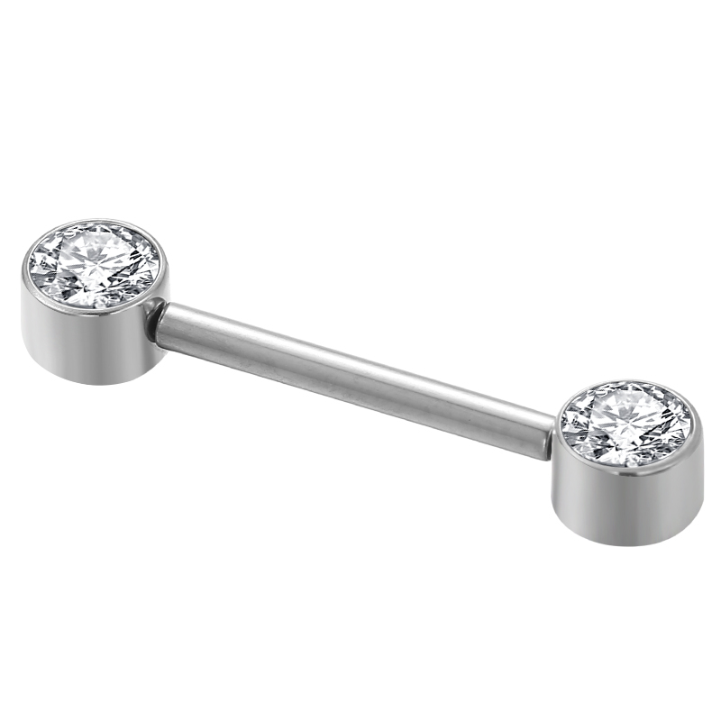 Piercing Barbell Reto com zircónias - Titânio