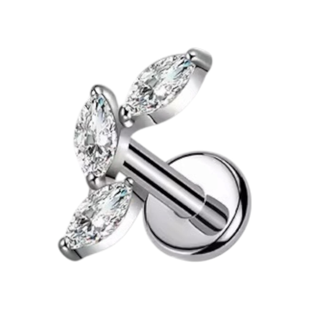 Piercing Labret folhas- Titânio