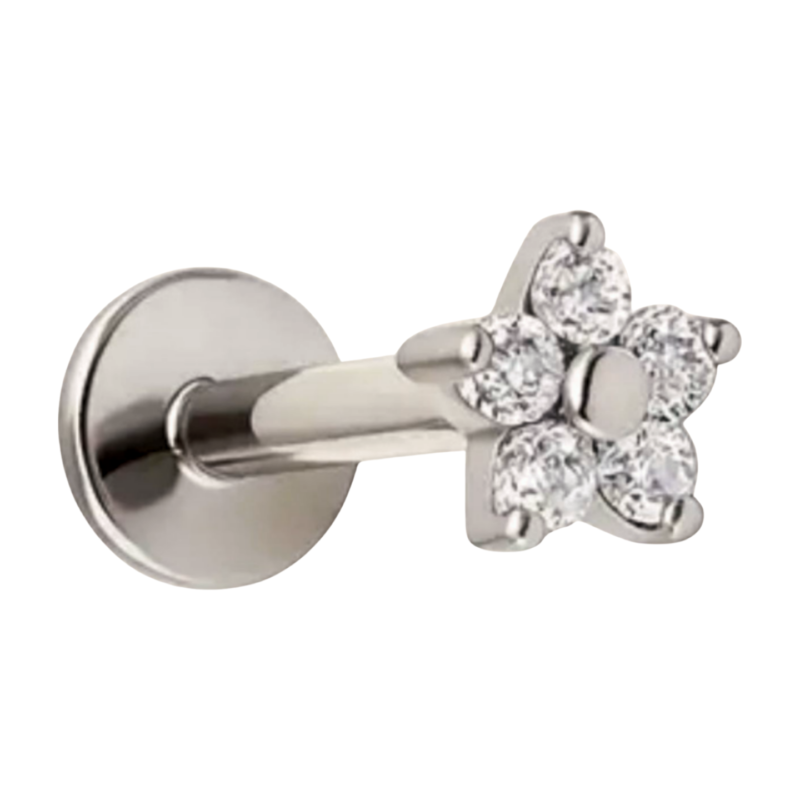 Piercing labret micro flor - Titânio